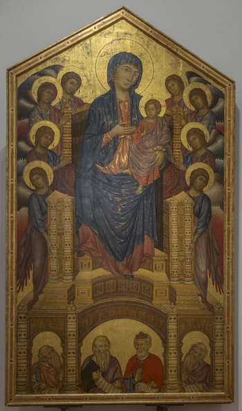 408-3046 IT - Firenze - Uffizi Gallery - Cimabue - Madonna and Child with Angels and rophets 'Santa Trinita Maestra' c 1290-1300.jpg